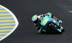 L'Espagnol Joan Mir sur sa Leopard racing N.36, lors du Grand Prix de France, au Mans, le 21 mai 2017 