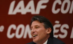 Le président de l'IAAF Sebastian Coe, juste après son élection le 19 août 2015 à Pékin