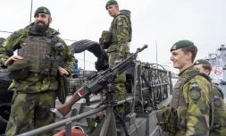 Des soldats suédois participent à un exercice militaire de l'Otan, le 8 mars 2024, à Alta, en Norvège