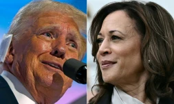 Un montage photo montrant le candidat républicain pour la Maison Blanche Donald Trump et la candidate démocrate Kamala Harris, réalisé le 22 juillet 2024
