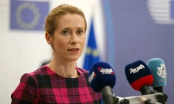 La cheffe de la diplomatie européenne Kaja Kallas, à Bruxelles, le 14 juillet 2025