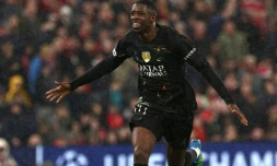 Ousmane Dembélé auteur du but de la victoire pour le PSG à Liverpool, le 14 avril 2026