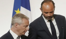 Le ministre de l'Economie et le Premier ministre Edouard Philippe à l'Elysée à Paris, le 27 août 2018
