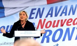 La présidente du Front national Marine Le Pen le 9 septembre 2017 à Brachay