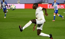 Le latéral français du Real Ferland Mendy contre AlavÚs au stade Alfredo di Stefano de Valdebebas, prÚs de Madrid, le 10 juillet 2020