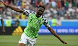 L'attaquant du Nigéria Ahmed Musa buteur face à l'Islande à Volgograd lors du Mondial 2018 le 22 juin.