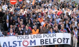 Manifestation d'opposants à la fermeture du site d'Alstom, le 24 septembre 2016 à Belfort