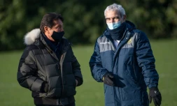 Le président du FC Nantes Waldermar Kita et le nouvel entraîneur de l'équipe Raymond Domenech, le 30 décembre 2020 à La Jonelière