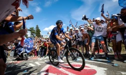 Le coureur français de Groupama - FDJ Thibaut Pinot dans l'ascension du Petit Ballon, lors du dernier Tour de France, le 22 juillet 2023