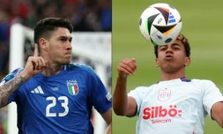 Photomontage de l'Italien Alessandro Bastoni (g) et de l'Espagnol Lamine Yamal