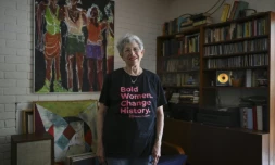 Abby Pariser, ancienne membre du réseau clandestin "Jane", le 5 juin 2025 à Huntington, dans l'Etat américain de New York