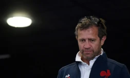 Le sélectionneur du XV de France Fabien Galthié lors de sa conférence de presse, le 7 février 2020 à Marcoussis