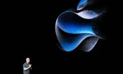 Le patron d'Apple Tim Cook lors de l'événement de lancement de l'iPhone 15 au siÚge du groupe à Cupertino, en Californie, le 12 septembre 2023