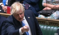Le Premier ministre britannique Boris Johnson devant le Parlement, le 19 avrl 2022 Ă Londres