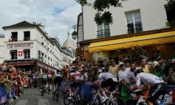 Le peloton à Montmartre lors des JO de Paris, le 3 août 2024
