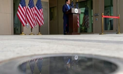 e secrétaire d'État américain Marco Rubio à l'ambassade américaine en Inde à New Delhi le 23 mai 2026.