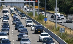 Trafic dense sur l'autoroute A63 à hauteur de Bordeaux le 3 août 2019