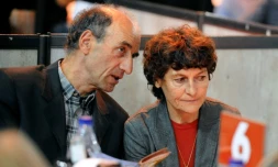 Jeannie Longo et son mari et ancien entraîneur Patrice Ciprelli, le 27 octobre 2011 aux Six jours cyclistes de Grenoble