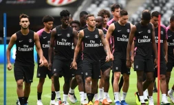 Les joueurs du PSG à l'entraînement la veille du Trophée des Champions contre Monaco, le 3 août 2018 à Shenzhen
