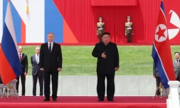 Le président russe Vladimir Poutine et le dirigeant nord-coréen Kim Jong Un, le 19 juin 2024 à Pyongyang