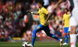 La star du Brésil Neymar lors du match amical contre la Croatie, le 3 juin 2018 à Liverpool 