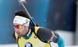 Le biathlÚte français Martin Fourcade lors du 10 km poursuite d'Holmenkollen, le 15 mars 2018