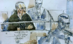 Croquis d'audience de Francis Heaulme au tribunal de Versailles, le 20 décembre 2018