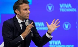 Le président de la République Emmanuel Macron lors de l'édition 2022 du salon Vivatech, le 17 juin 2022 à Paris