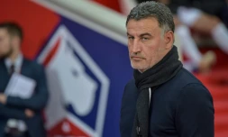 L'entraĂźneur de Lille, Christophe Galtier, lors du match de Ligue 1 face Ă NĂźmes, au stade Pierre-Mauroy, le 28 avril 2019