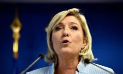 Marine Le Pen lors d'une conférence de presse au siège du FN à Nanterre le 9 novembre 2016