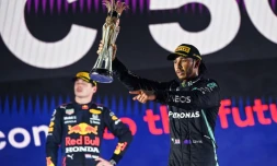 Le pilote Mercedes Lewis Hamilton vainqueur du premier GP d'Arabie saoudite devant Max Verstappen (Red Bull) sur le tracé de Jeddah, le 5 décembre 2021