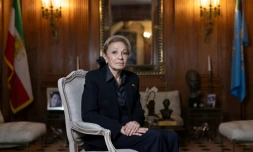La veuve de l'ex-chah d'Iran, Farah Pahlavi, chez elle Ă Paris le 20 janvier 2026