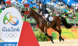 Le cavalier français Astier Nicolas au concours complet des Jeux de Rio, le 9 août 2016