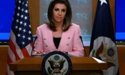 La porte-parole du département d'Etat Morgan Ortagus participe à une conférence de presse, le 10 juin 2019 à Washington