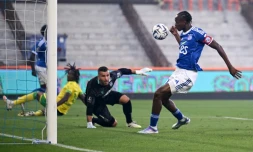 Emmanuel Emegha marque pour Strasbourg face à Nantes, le 24 août 2025 à La Meinau