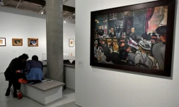 "Le café-concert de Provence" du peintre français Jean-Emile Laboureur avant l'ouverture de l'exposition "Bistrot! De Baudelaire à Picasso", à la Cité du Vin à Bordeaux, le 15 mars 2017