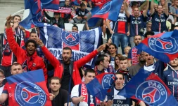 Supporters du PSG dans les tribunes du stade Auguste-Delaune à Reims, le 8 août 2014