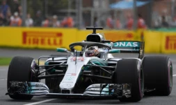 Le Britannique Lewis Hamilton (Mercedes) lors des qualifications pour le GP d'Australie de F1, le 24 mars 2018 à Melbourne