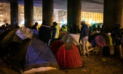 Préparation d'une précédente opération d'évacuation de migrants installés entre la Porte de la Villette et la Porte de la Chapelle, en janvier 2019