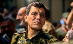 Le commandant des Forces démocratiques syriennes Mazloum Abdi, le 24 août 2019 à Hassaké, dans le nord-ouest de la Syrie