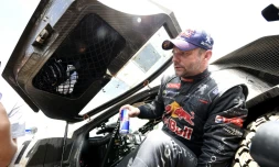 Sebastien Loeb à l'issue de la 2e étape du Dakar, entre Villa Carlos Paz et Termas de Rio Hondo, qu'il remporte le 4 janvier 2015 en Argentine