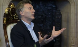 Le président de l'Argentine Mauricio Macri lors d'une interview au palais présidentiel à Buenos Aires, le 22 février 2016