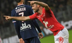 Le milieu brestois Yoann Court vient de marquer contre Lyon, le 25 septembre 2019 Ă Brest
