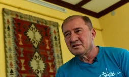 Ilmi Oumerov, représentant de la communauté des Tatars de Crimée, lors d'une interview accordée à l'AFP le 11 septembre 2016 à Bakhtchissaraï en Crimée