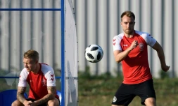 Le milieu de terrain danois Christian Eriksen à l'entraînement, le 27 juin 2018 à Vityazevo