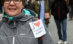 Défilé de manifestants pour la défense du service public le 22 mars 2018 à Rennes