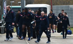 Le XV de France en stage à Aix-en-Provence sous la houlette de Jacques Brunel, le 19 février 2018, pour la préparation du match contre l'Italie