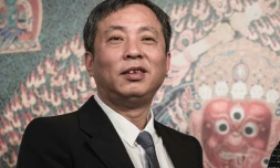 Le milliardaire chinois Liu Yiqian à Hong Kong lors d'une vente aux enchères, le 12 mars 2015  