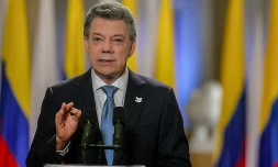 Photo fournie par la présidence colombienne du président Juan Manuel Santos qui s'exprime à Bogota le 12 novembre 2016 