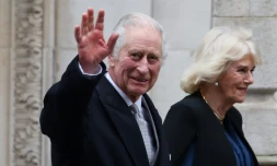 Le roi Charles III avec la reine Camilla , Ă Londres, le 29 janvier 2024